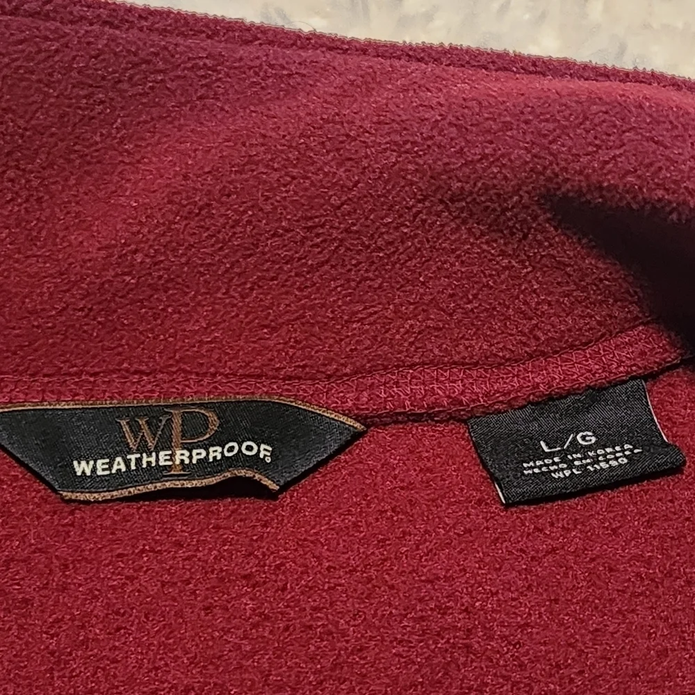 WEATHRPROOF Pullover 1/4 Zip Fleece Men's Burgundy Pocketed Jacket Sz. L